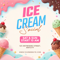 Putih Ceria Ice Cream Social Event Pos Instagram template