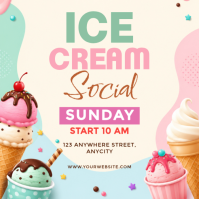 Putih Ceria Ice Cream Social Event Pos Instagram template