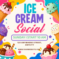 Putih Ceria Ice Cream Social Event Pos Instagram template