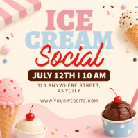 Putih Ceria Ice Cream Social Event Pos Instagram template