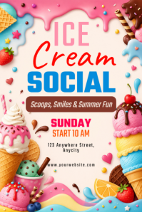 Putih Ceria Ice Cream Social Event Poster Affiche template