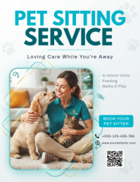 Blanc Pet Sitting Service Folheto Template