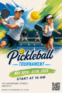 Putih Ceria Pickleball Tournament Poster Iphosta template