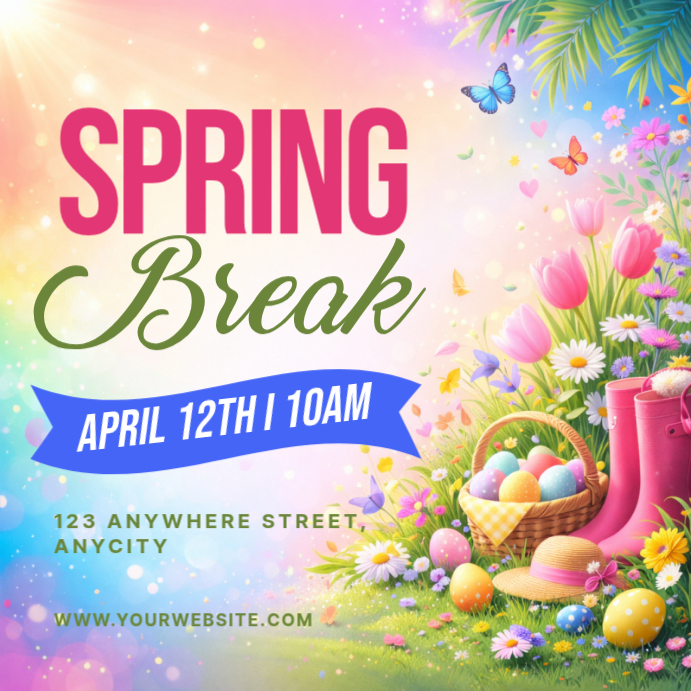 Spring Break Event Graphics Putih Ceria Spring Break Event Pos Instagram Templat | PosterMyWall
