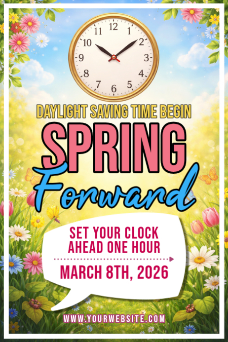 Copy of Putih Daylight Saving Time Poster | PosterMyWall
