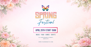 Putih Floral Spring Festival Gambar Bersama Facebook template