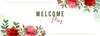 Putih Floral Welcome May Foto Sampul Facebook template