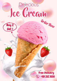 White Ice Cream Promotion A3 Template