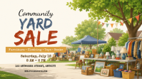 Putih Ilustratif Community Yard Sale Pos Twitter template