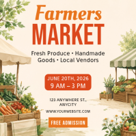 Putih Ilustratif Farmers Market Pos Instagram Instagram-opslag template