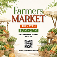 Putih Ilustratif Farmers Market Pos Instagram template
