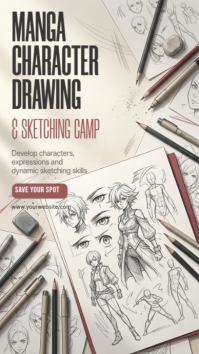 Blanc Manga Drawing Workshop Instagram na Kuwento Template