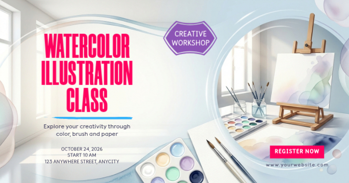 Watercolor Illustration Class Template | PosterMyWall
