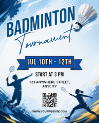 白色 Badminton Tournament Instagram Portrait Template