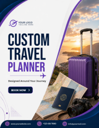 Putih Modern & Minimal Custom Travel Planner Pamflet Iflaya (Incwadi ye-US) template