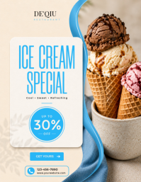 White Ice Cream Promotion Flyer Template
