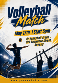 Putih Modern & Minimal Volleyball Match A2 template