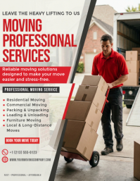 สีขาว Moving Services Flyer Template