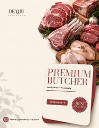 White Premium Butcher Shop Promotion Flyer Template