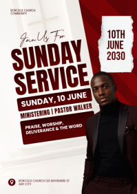 Putih Profesional Sunday Church Service A4 template