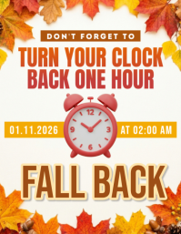 白色 Daylight Saving Time Reminder ใบปลิว Template