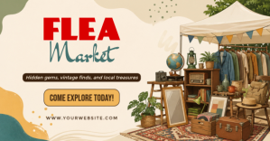 Putih Vintage Flea Market Gambar Bersama Facebook template