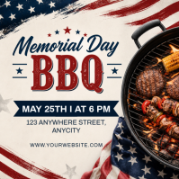 Putih Vintage Memorial Day BBQ Pos Instagram Instagram-bericht template