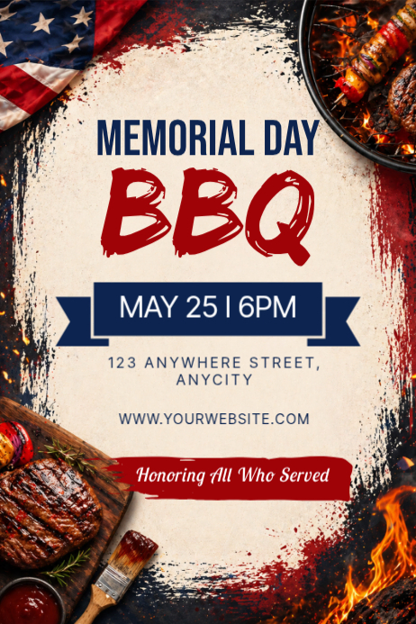 White Memorial Day Bbq Posters Template | PosterMyWall
