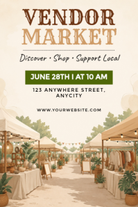 Putih Vintage Vendor Market Poster template