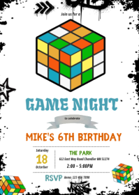 Puzzle Cube Party Invitation A6 template