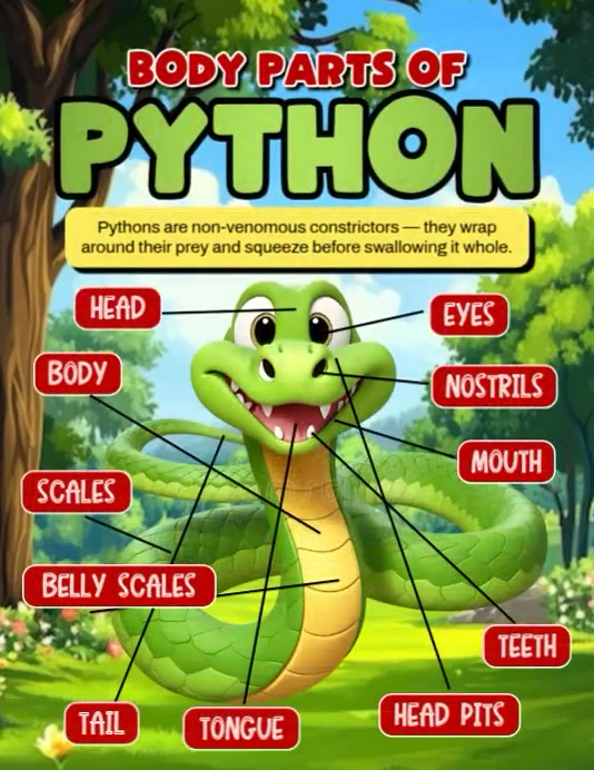 Python Body Parts Flyer (US Letter) template