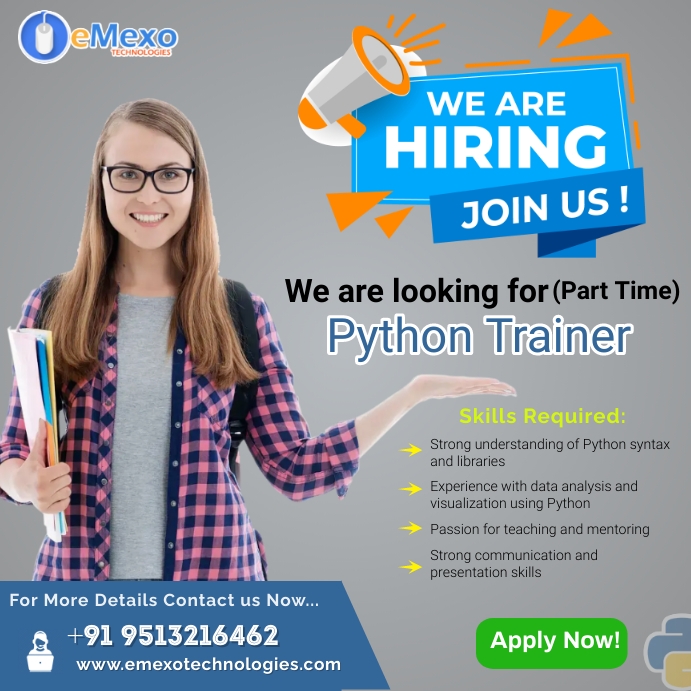 Python Trainer Recruit | Hiring | Wanted Template | PosterMyWall