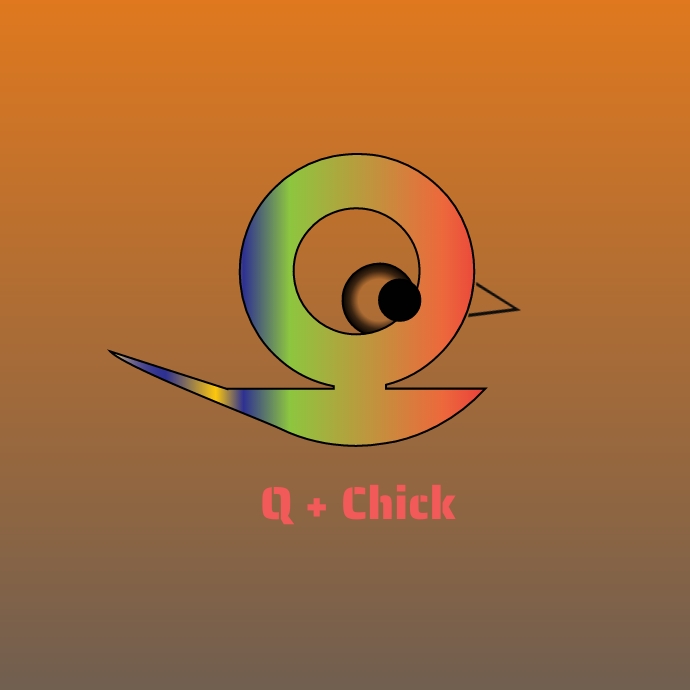 Q and chick logo โลโก้ template