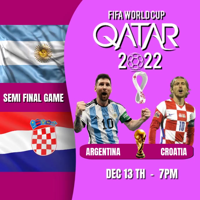 QATAR world cup semi final flyer Instagram Post template