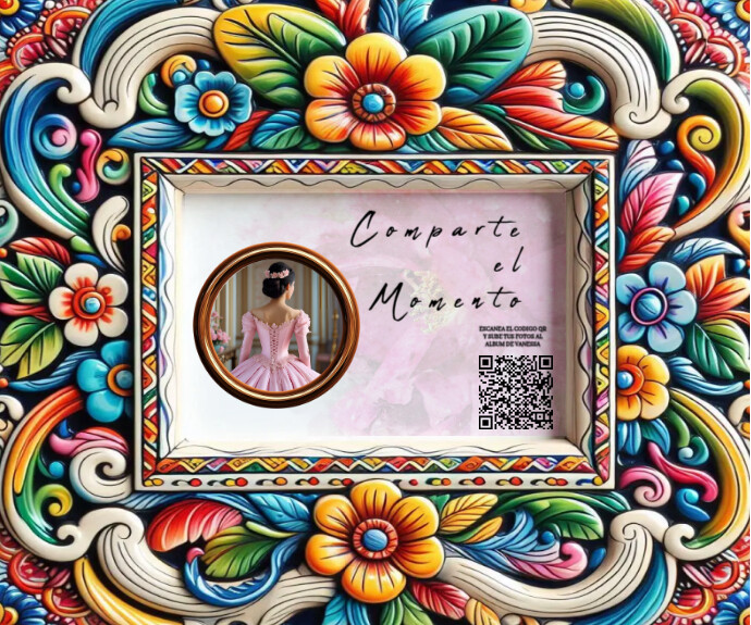 qr code, party, birthday, tips, donations, quinceañera, cumpleaños, photography booth Medium Rectangle template