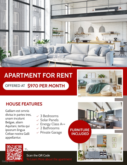qr code apartment for rent flyer advertisemen Template | PosterMyWall