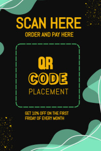 Black QR Code Promotion Poster Template
