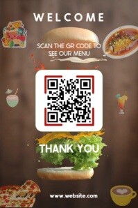 QR Code Food Menu Poster template