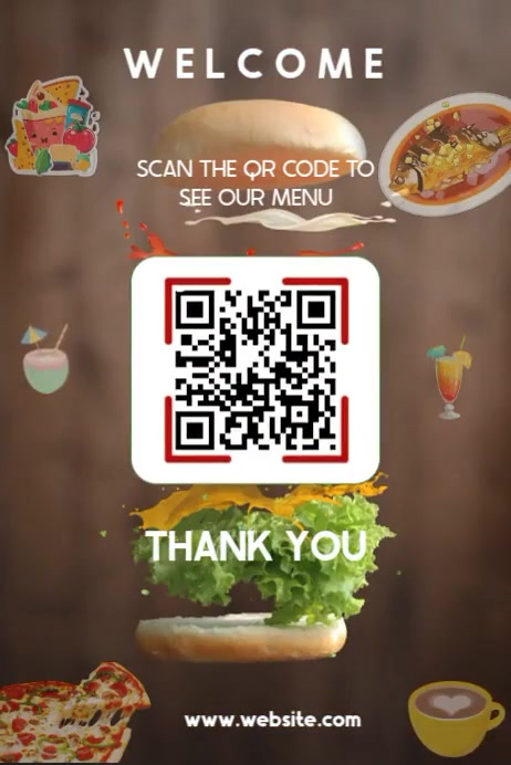 QR Code Food Menu Poster template