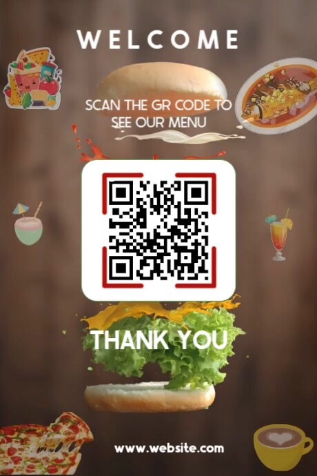 QR Code Food Menu Poster template