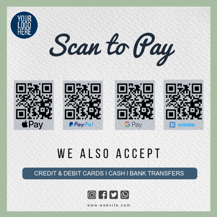 QR code payment methods Template | PosterMyWall
