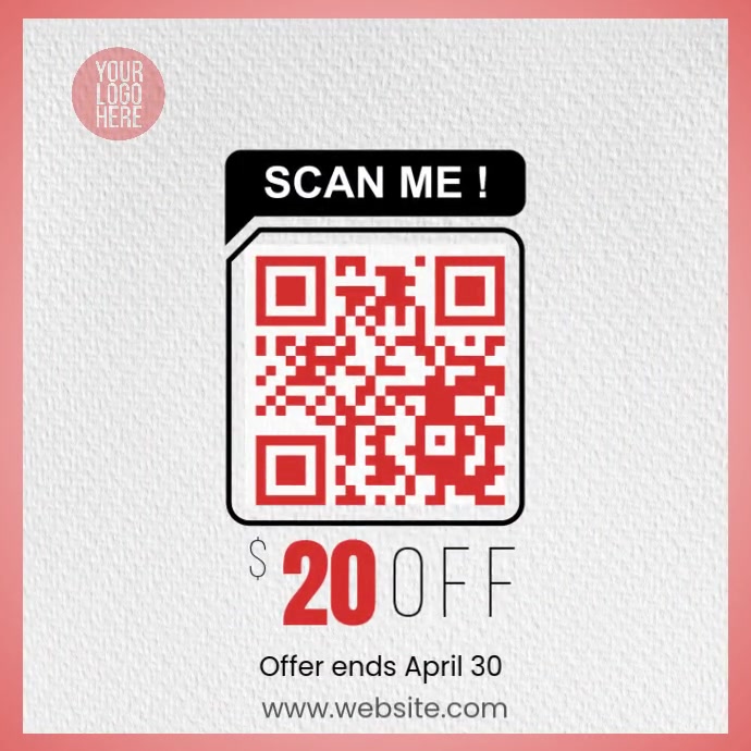 QR Discount Card – $20 Off Spring Sale Quadrato (1:1) template