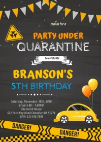 Quarantine Drive By Birthday invitation A6 template