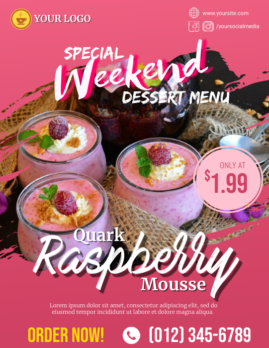 Quark Raspberry Mousse Dessert Flyer Ad Template PosterMyWall