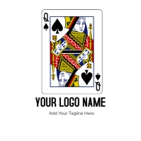 Queen Of Hearts Playing Card King Logo Logótipo template