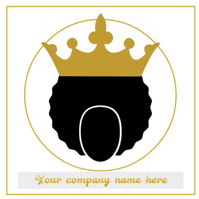 Queen with Afro Logo Design in square Logotipo template