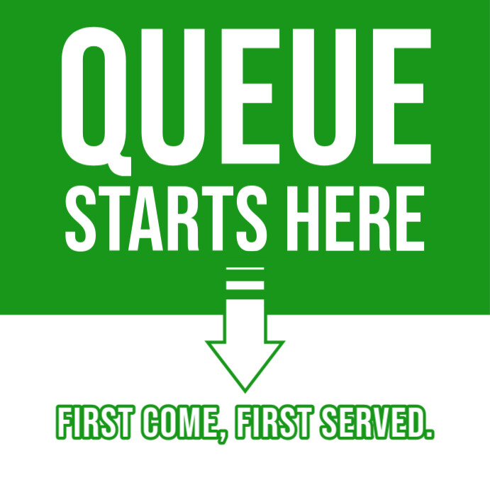 Queue Starts Here Signboard Green & White Square (1:1) template