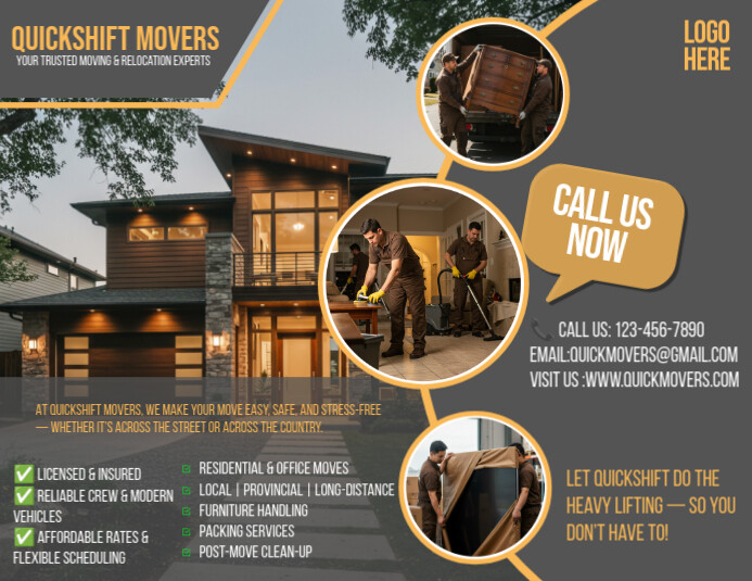 Printer Relocation Poster Quick Movers Relocation Company Template | PosterMyWall