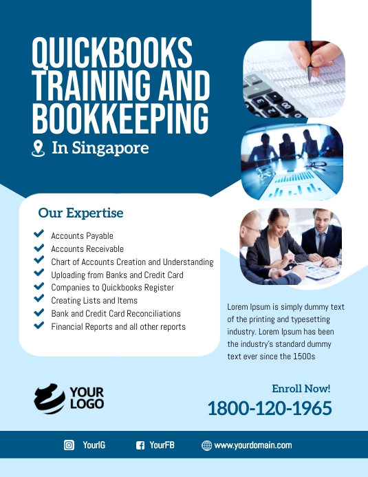 Quickbooks Training and Bookkeeping Template PosterMyWall