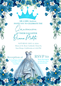 Quince Anos card design template A3